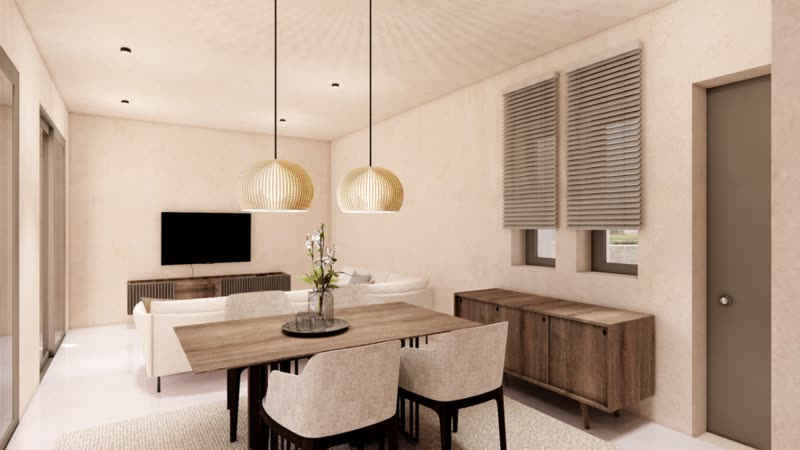 Villa K3 open-plan living and dining area