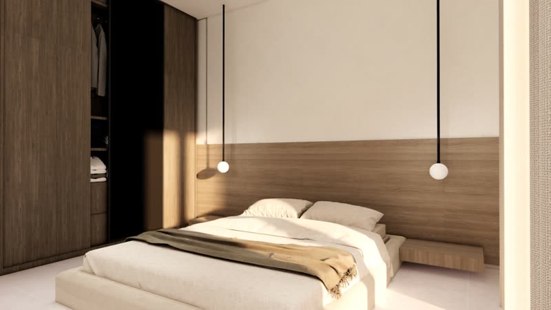 Villa K2 second bedroom with built-in wardrobes