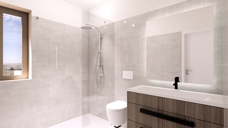 Villa K4 bathroom with walk-in shower and large vanity