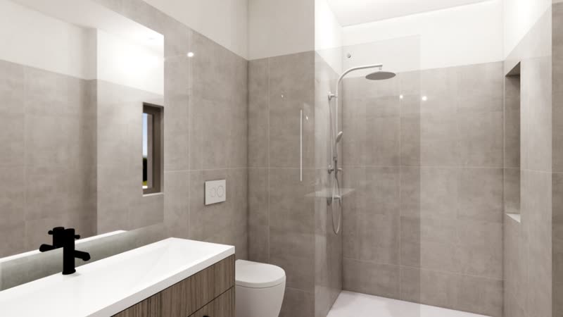 Villa K1 bathroom with walk-in rain shower