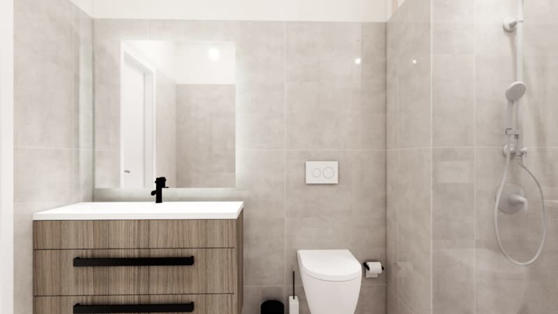 Villa K1 second bathroom with vanity and shower