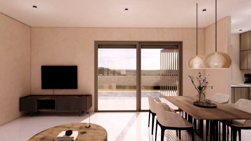 Villa K4 open-plan living, dining, and kitchen space